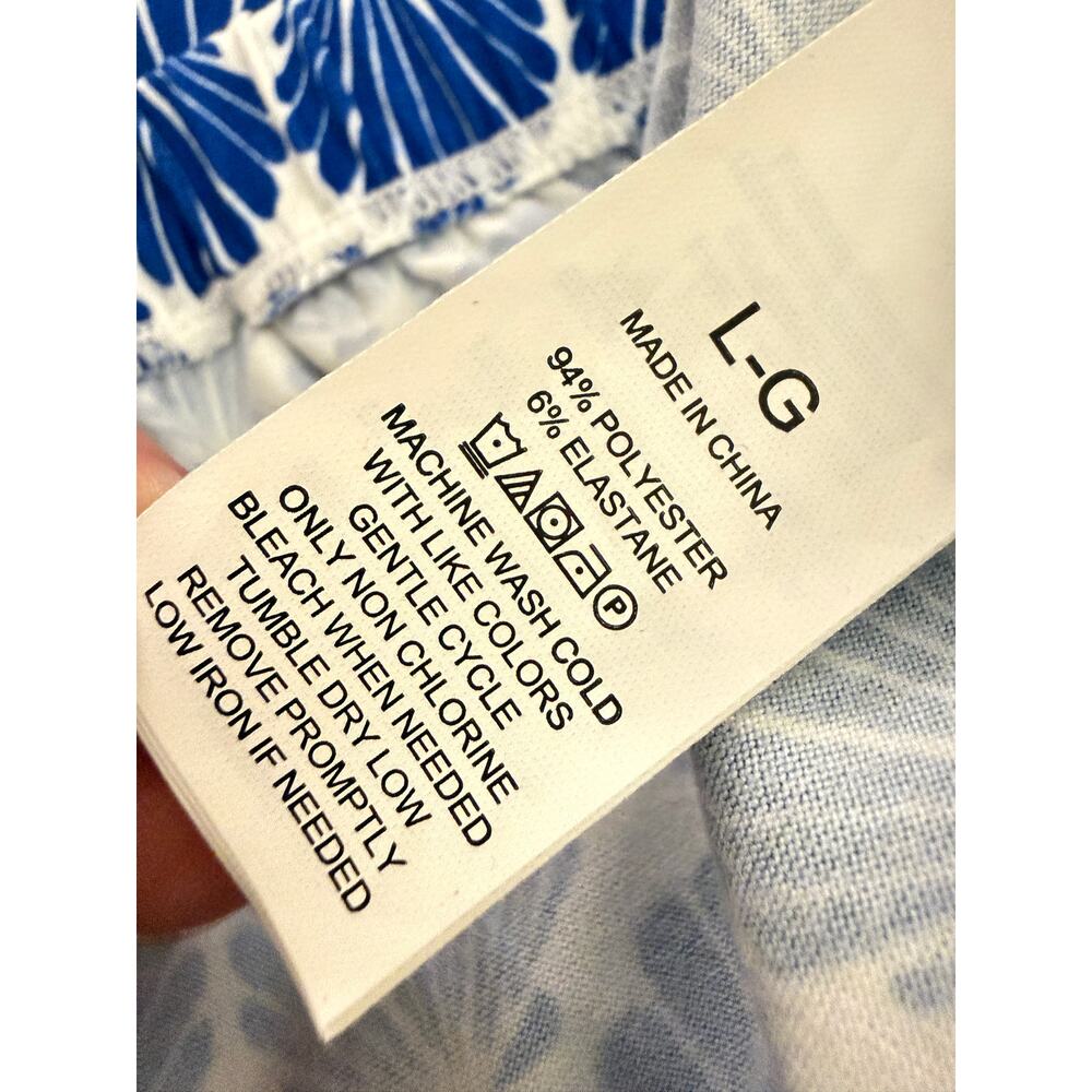 Kate Spade New York Seashell Print Pajama Set Large Blue White Button Up Pants - Picture 9 of 10